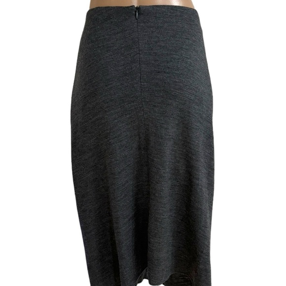 DESIGNER TERI JON WOOL GRAY WATERFALL RUFFLE STRAIGHT PENCIL SKIRT SZ 10 - Picture 3 of 4